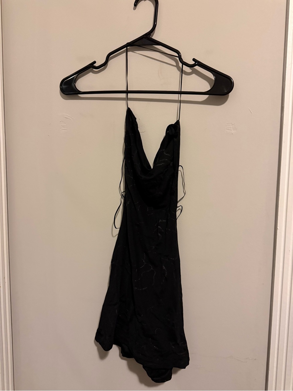 Black Cowl Neck Spaghetti Strap Dress